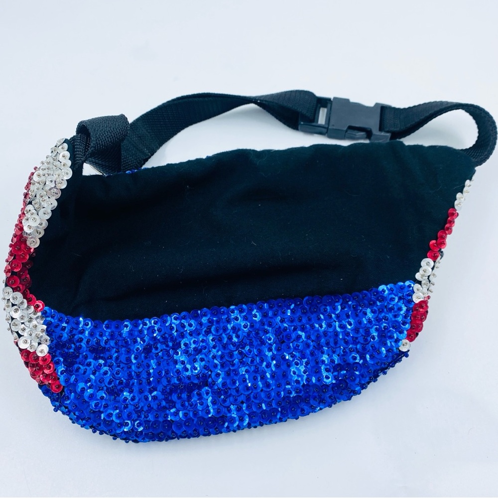 Vintage Sequin 4th Of July USA Patriotic American Sequin Fanny Pack Bag Bling - Picture 3 of 4